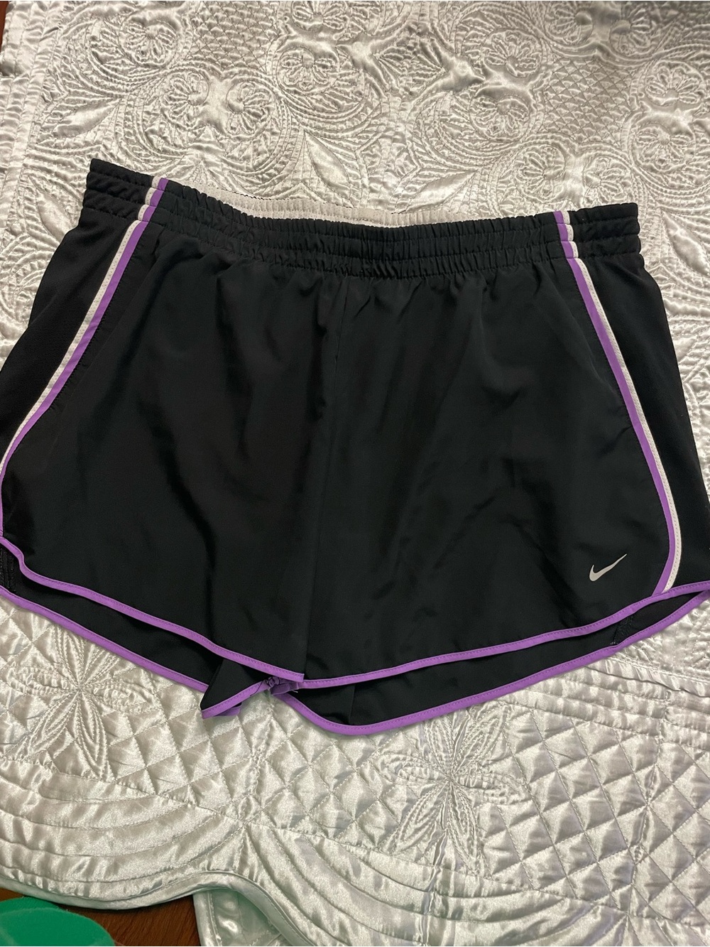 Nike Black Athletic Shorts with Purple Trim